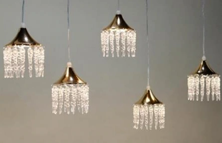 LED Hanging Light with Long Acrylic Crystal 23X8cm Set of 5